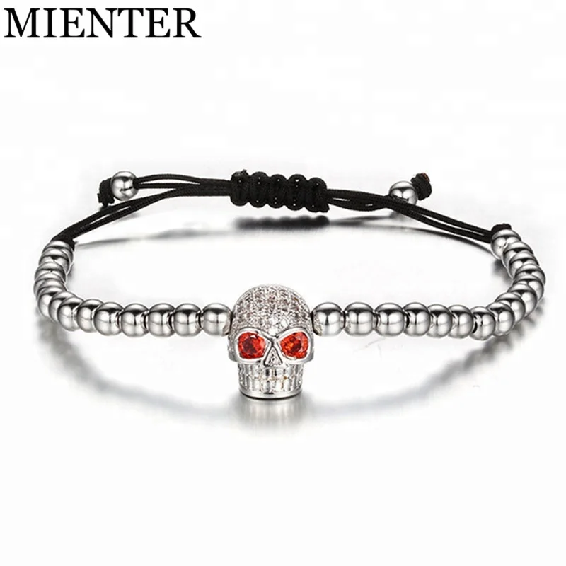 Wholesale fashion jewelry women hand made 4mm Copper bead health gold silver CZ skull bracelet, Picture
Wholesale fashion jewelry women hand made 4mm Copper bead health gold silver CZ skull bracelet, Picture
