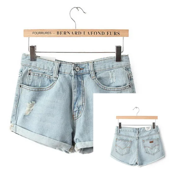 2015 summer style denim shorts jeans for women beash sexy hole high waist shorts washed short jeans for women plus size s-xl