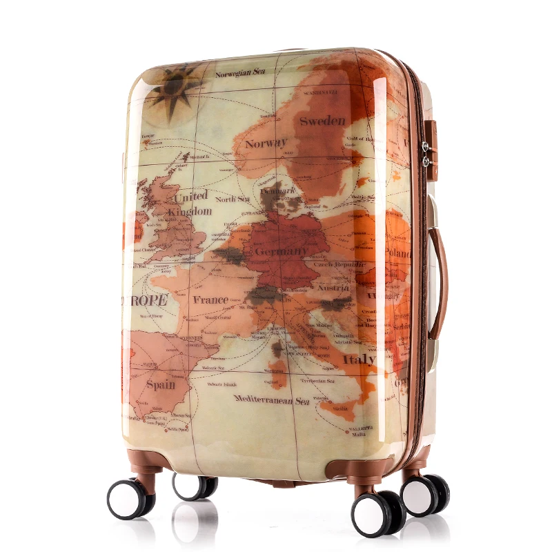 suitcase with world map