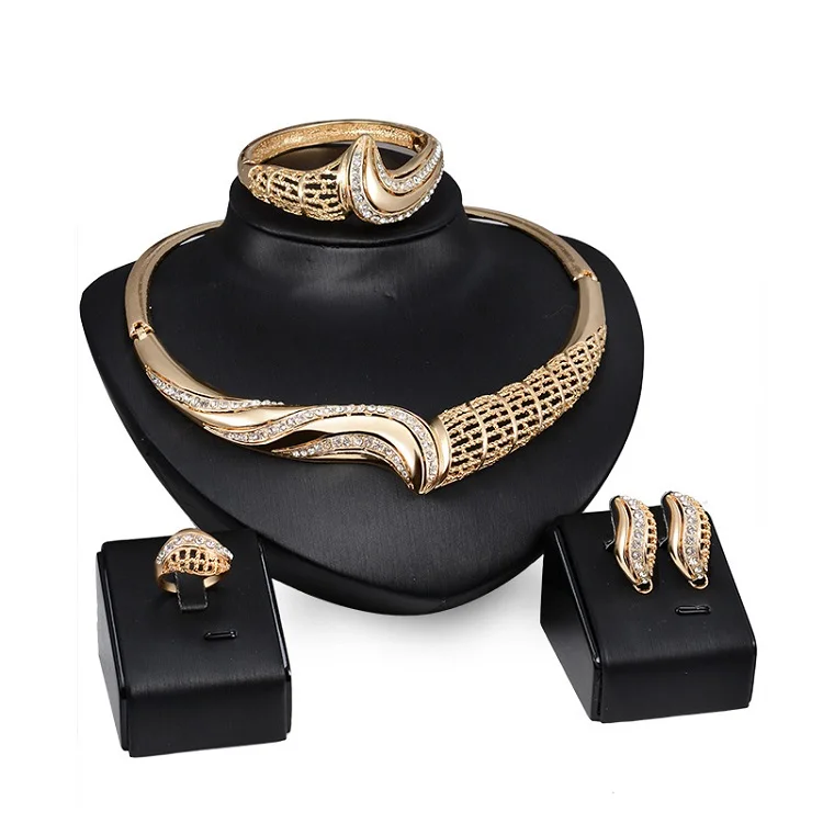 Women African Fashion Jewelry Sets 4 Piece Wedding Necklace Earring Luxury Crystal Saudi 18K Gold Dubai Bridal Jewelry Set, As show
Women African Fashion Jewelry Sets 4 Piece Wedding Necklace Earring Luxury Crystal Saudi 18K Gold Dubai Bridal Jewelry Set, As show