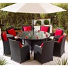 Outdoor unique creative design square round table and rattan chairs garden furniture