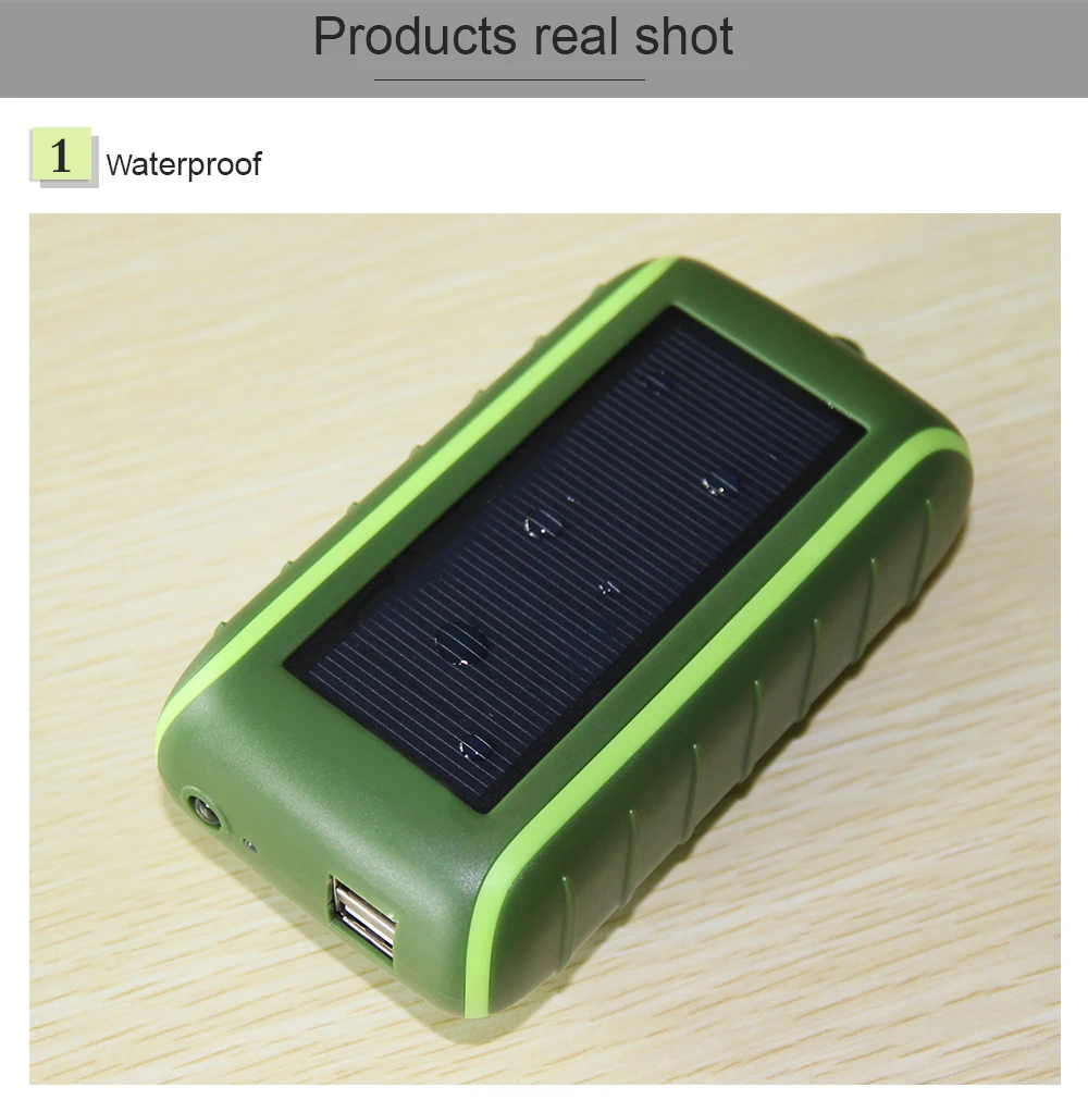Solar Panel +Hand Crank Dynamo + Power Bank + Emergency Camping Flashlight