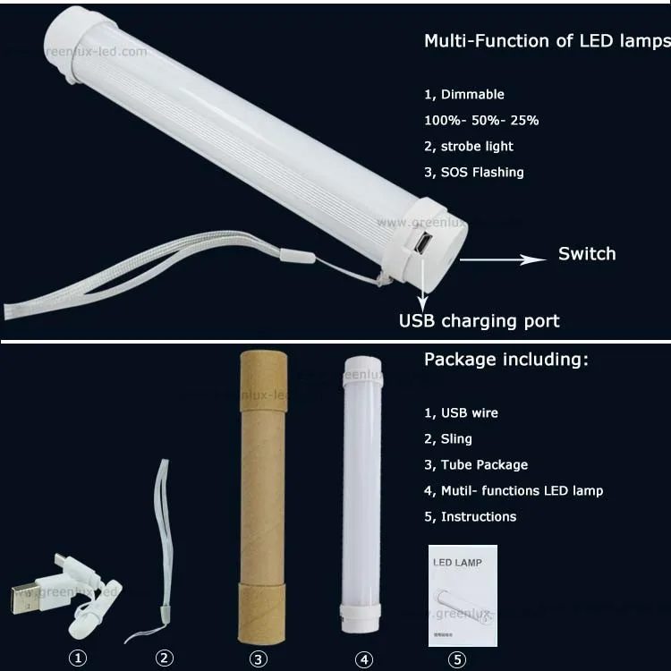 2016ホットusb充電式ポータブルミニledキャンプチューブライト6000 k-6500 k用laybag、キャンプ仕入れ・メーカー・工場