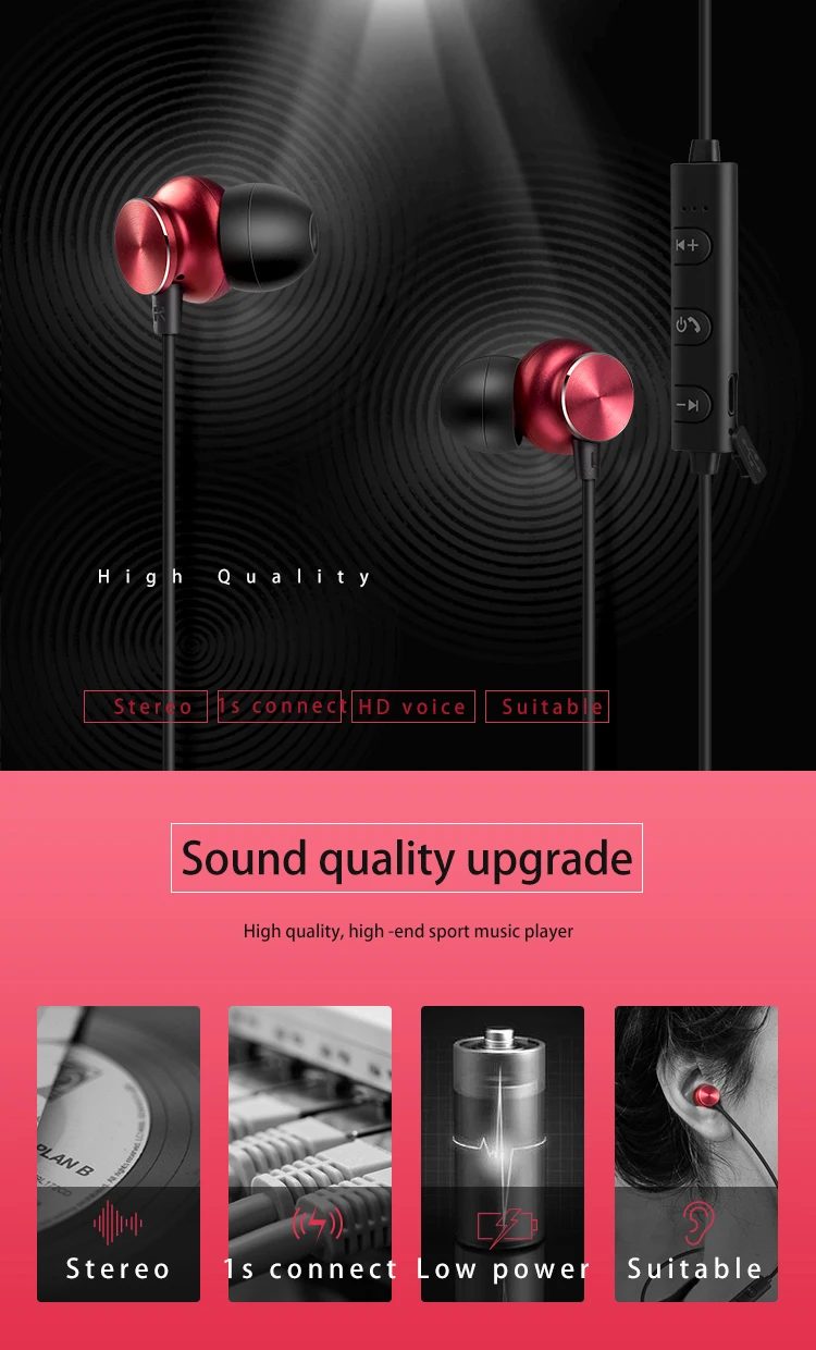 Oem Fancy Earphone Magnetic Stereo Sport Wireless Headset Bluetooth Mini Headphone - ANKUX.COM