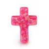 Pink Opal Cross Gemstone, Pink Synthetic Opal Gems for Pendant Making