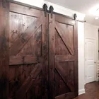 Latest Design Double Z soild wood sliding barn door with hardware
