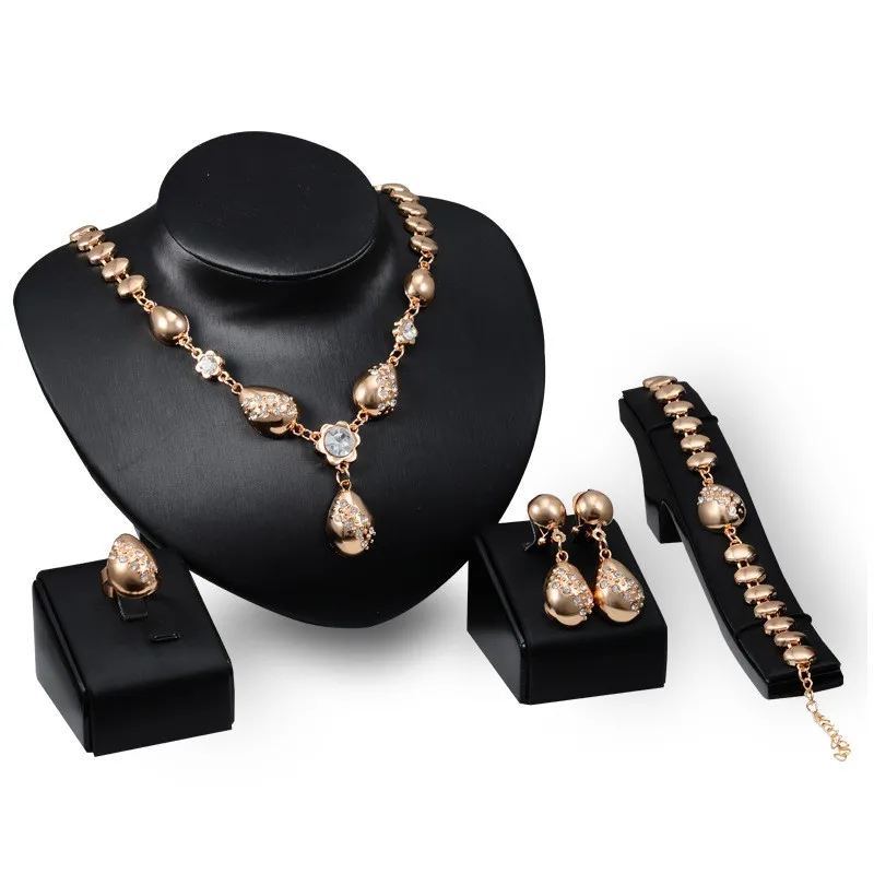 Chain Flower Style Gold Plated Pendant Necklace Earrings Ring Jewelry Sets for Women
Chain Flower Style Gold Plated Pendant Necklace Earrings Ring Jewelry Sets for Women