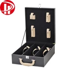 luxury PU leather wooden 3 bottle cardboard wine box for packing wine bottle