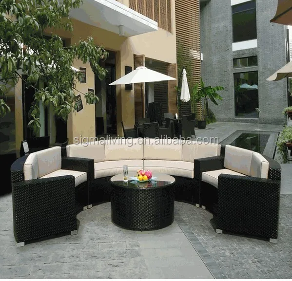 Outdoor furniture foshan dreamlike furniture Patio Wicker semicircle sofa cum bed