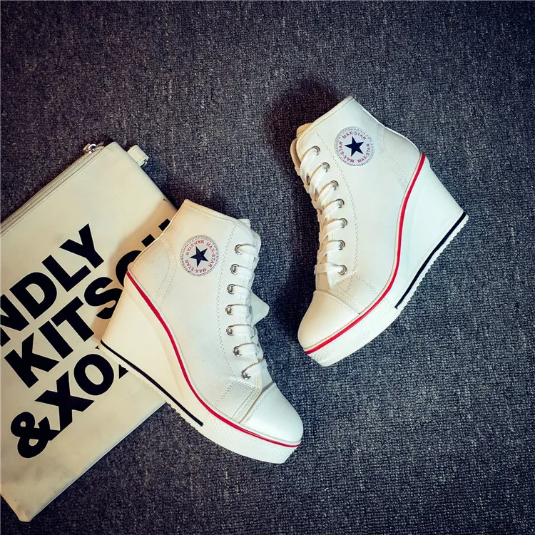 Custom Women Jeans Canvas Shoes Zipper High Heel Wedges Sneakers, Green or customized
Custom Women Jeans Canvas Shoes Zipper High Heel Wedges Sneakers, Green or customized