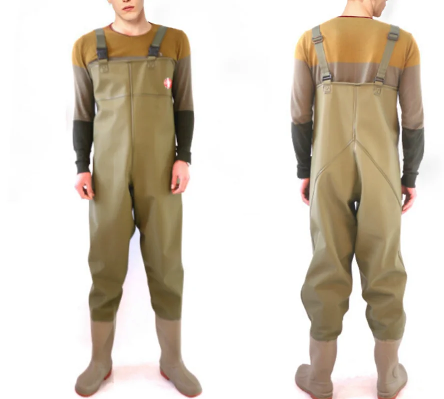 China wholesale price durable pvc coated knitted woven fabric chest high fishermen waders waterproof work wear, Customized
China wholesale price durable pvc coated knitted woven fabric chest high fishermen waders waterproof work wear, Customized