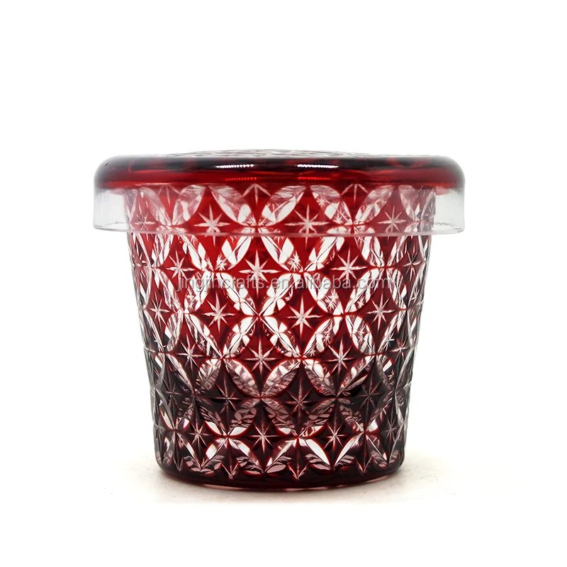 Kiriko Japanese hand cut copper red cased glass drinking cup with snack saucer
Kiriko Japanese hand cut copper red cased glass drinking cup with snack saucer