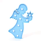 Warm White Color 9 LED Decoration 3D Angel light Battery Fairy Marquee Night Wall Light