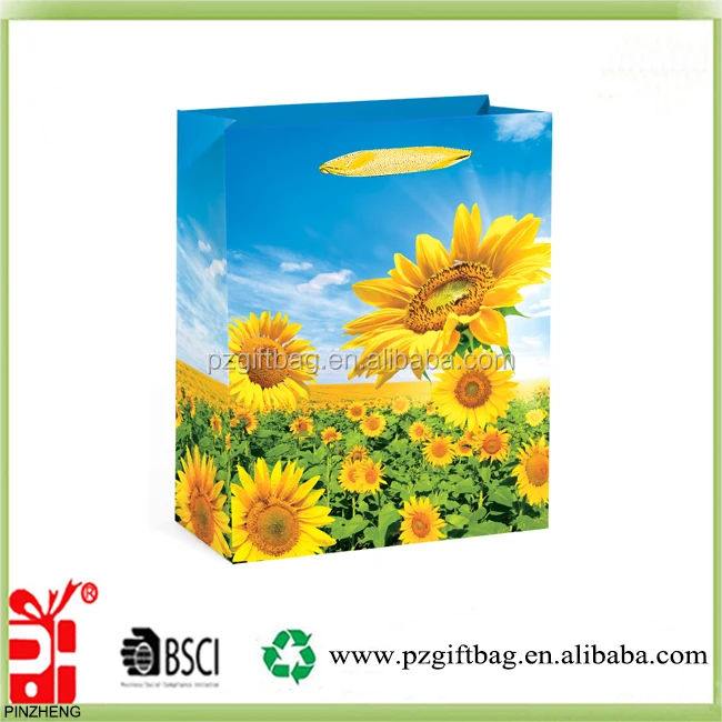 china sunflower gift paper bag