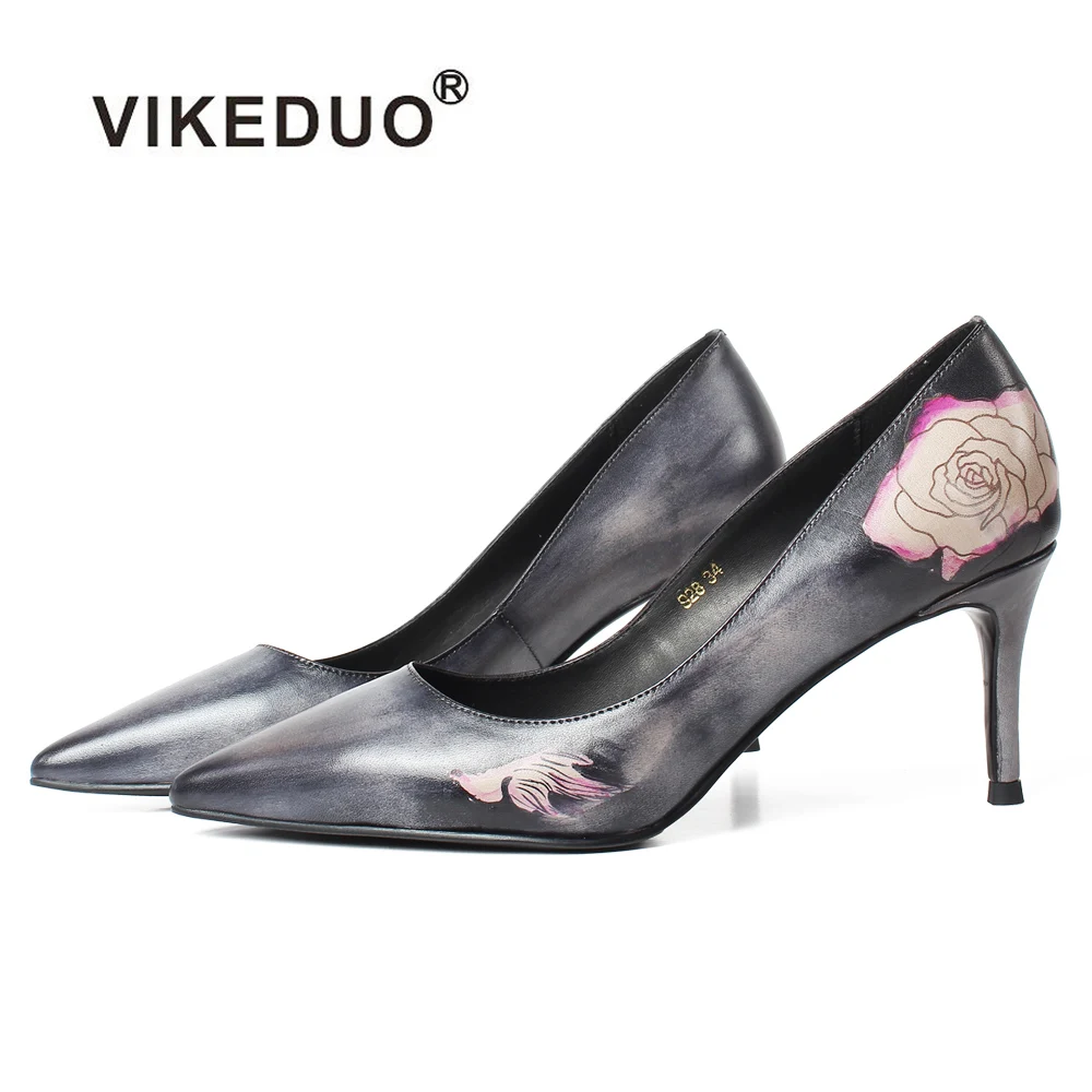 Vikeduo Hand Made Painted Fish Flower Calfskin Lady Kitten Heels Genuine Leather Women High Heel Shoes, Grey
Vikeduo Hand Made Painted Fish Flower Calfskin Lady Kitten Heels Genuine Leather Women High Heel Shoes, Grey