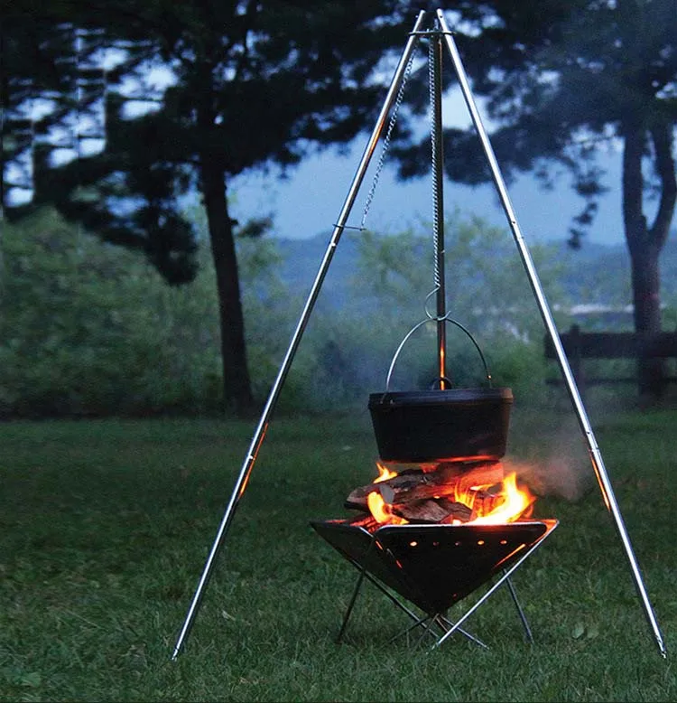 Camping Tripod Chain Hanging Fire Pit Charcoal Bbq Grill Buy