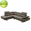 Brown furniture l shape sofa pull point on the seating with adjust arm