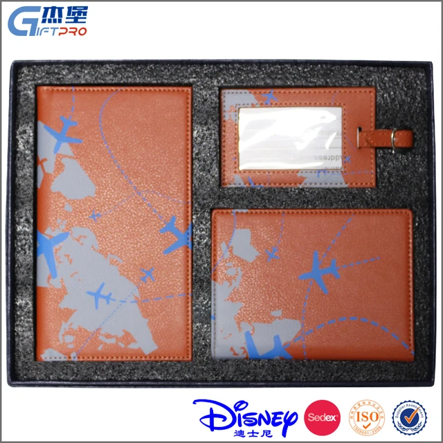3pcs gift sets pen gift set pu leather name card holder luggage