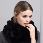 Real Knitted Rex Rabbit Fur Scarf Women Winter Warm Natural pure fur shawl