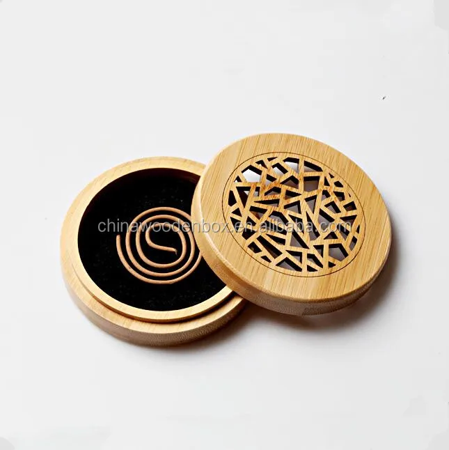 engraved wooden incense burner round gift box