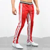 DiZNEW 2019 Red and White side Wholesale Zipper Custom Striped Track Jeans Pants