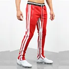 DiZNEW 2019 Red and White side Wholesale Zipper Custom Striped Track Jeans Pants