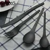 Novel PVD coating plated disposable matte black stainless steel flatware cutlery set