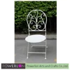 French Ornate Antique White Folding Metal Garden Patio Dining Chairs Outdoor Furniture