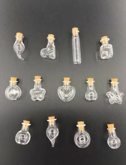Mini Glass Bottles Vials Cork Stopper Decorative Storage Pendant Jewellery ML