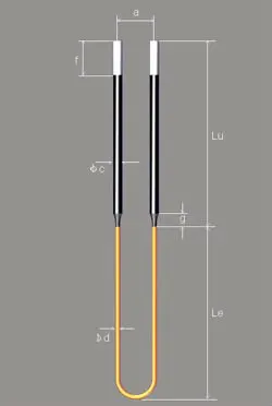 Molybdenum disilicide (MoSi2) heating element (U