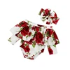 Girl Boho Long Sleeves Off Shoulder Flower Printing Playsuit Newborn Boutique Romper