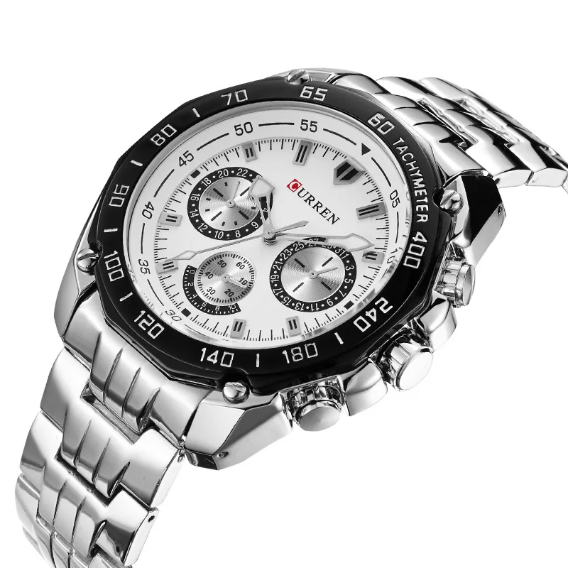 

Wholesale Curren Watch 8077 Fashion Trend Triple-Eye Watch High-end Men's Jinggang Watch