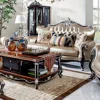 European luxury classic wooden hand carved leather sofa set design for living room