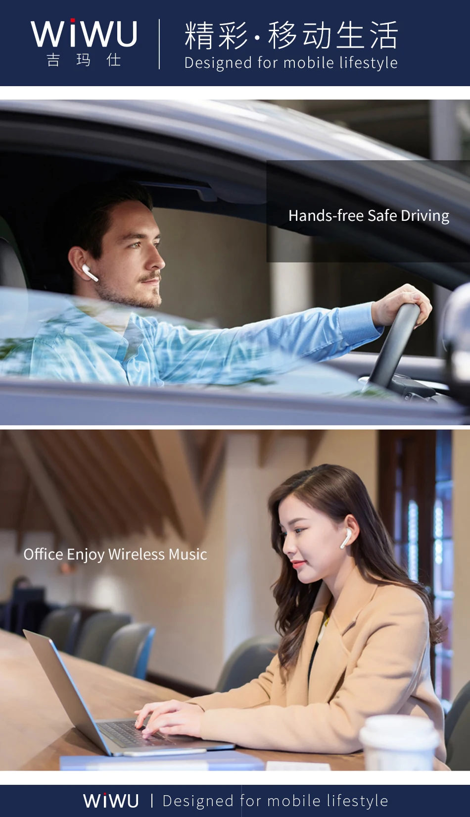 Wiwu airbuds i60 tws New Technology i80 TWS wireless Blue-tooth Earphone with Mic Mini Earbuds In-ear headphone i14 tws - ANKUX.COM