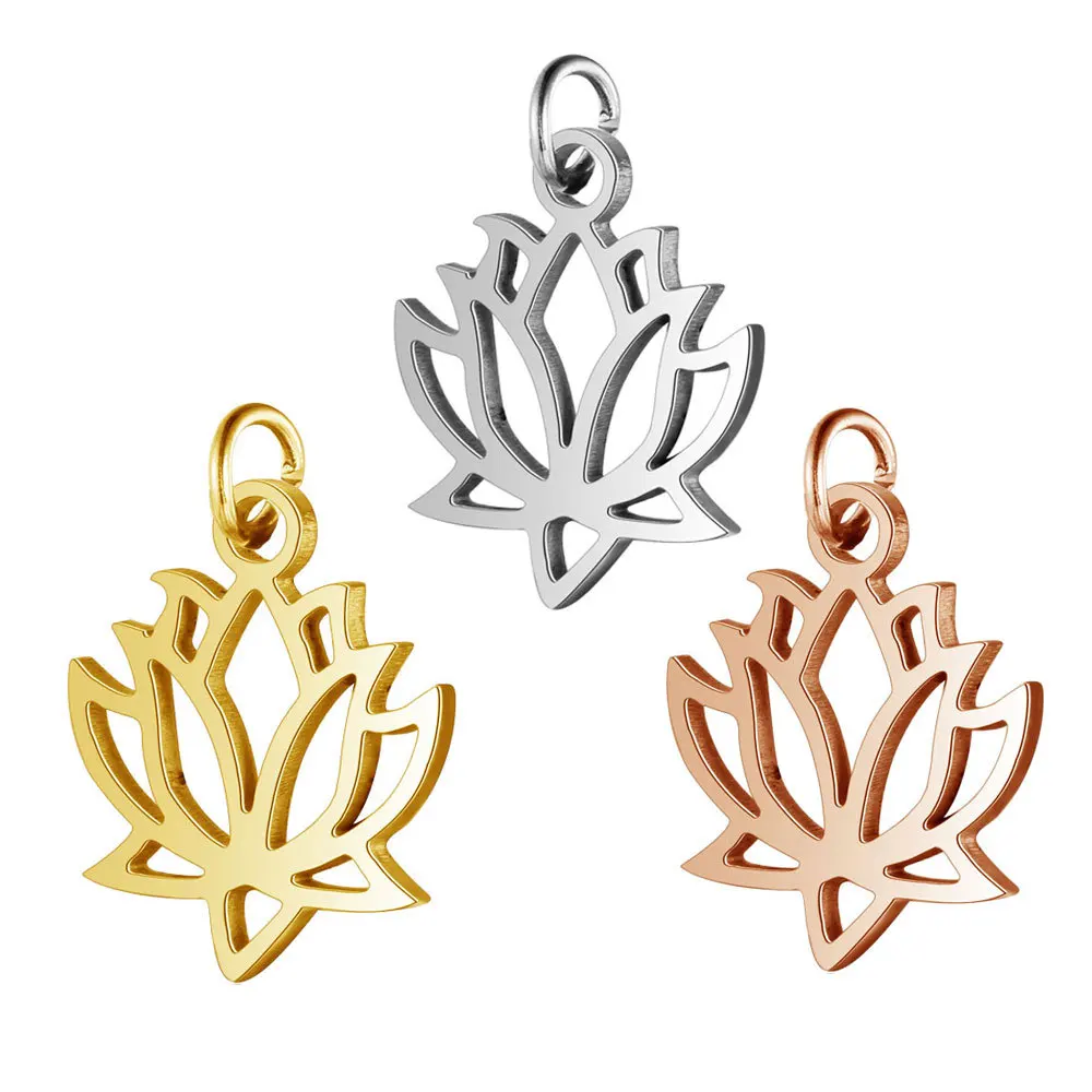 Lotus Flower Charms Stainless Steel Lotus Hanging Circle pendants make jewelry, Gold plated
Lotus Flower Charms Stainless Steel Lotus Hanging Circle pendants make jewelry, Gold plated