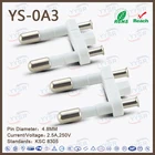 korean type plug inserts with 2 solid pins (korea power plug connector,korea pin bridge)