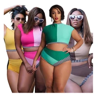 SAYLH19023 fashionable patchwork high waist bathing suit fat women two piece set plus size swimwear
SAYLH19023 fashionable patchwork high waist bathing suit fat women two piece set plus size swimwear