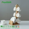 Portable White Porcelain Cups and Dishes Bamboo Holder Hanger Organizer