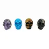 Natural Gemstone Amethyst Tiger's Eye Turquoise Onyx Crystal Skull Hand Carved Decoration Quartz 35*45mm Skulls wholesale