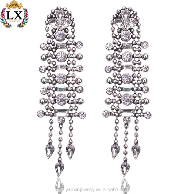 ELX-00164 latest crystal stud earrings superstar accessories earrings long earrings silver women jewelry