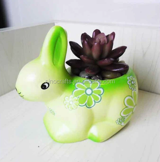 handmade rabbit design ceramic animal shape flower pot