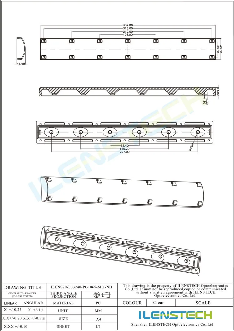 Tir linear led lens optics low profile linear lens design for shelf lighting