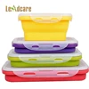 Rectangle Microwave Oven Safe Food Storage Containers Folding Collapsible Silicone Food Warmer Lunch Box