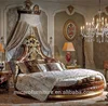 royal furniture fancy solid wood carving round bedroom set for wedding