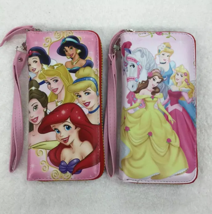 kids girl long fold PU wallet card bags