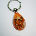 Europe regional feature and clear resin material amber starfish keychain customized new design fancy keychain