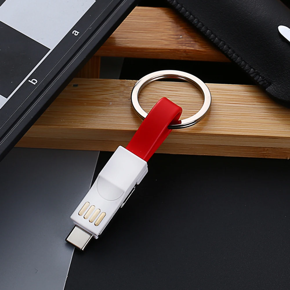 Portable 3in1 magnetic micro usb cable with keychain fast keyring usb data magnetic cable for IOS for Android for Type C device - ANKUX.COM