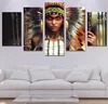 5 Panels Popular Indian Girl Native American Canvas Prints canvas painting poster home decor wall art for living room Frame