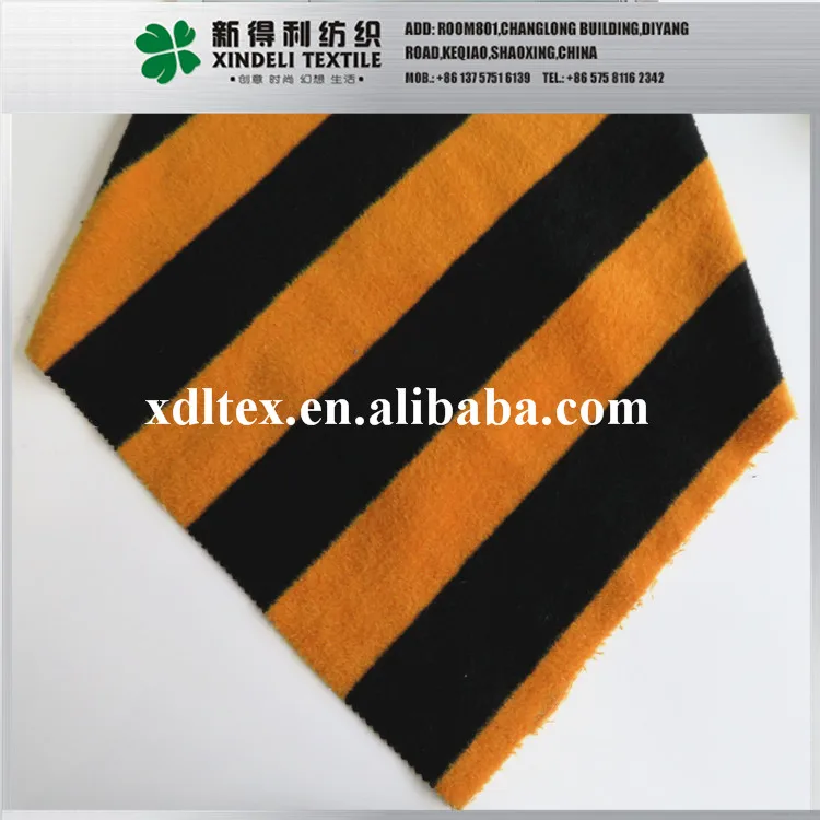 50% wool, 50% polyester 580gsm brushed black and yellow stripe