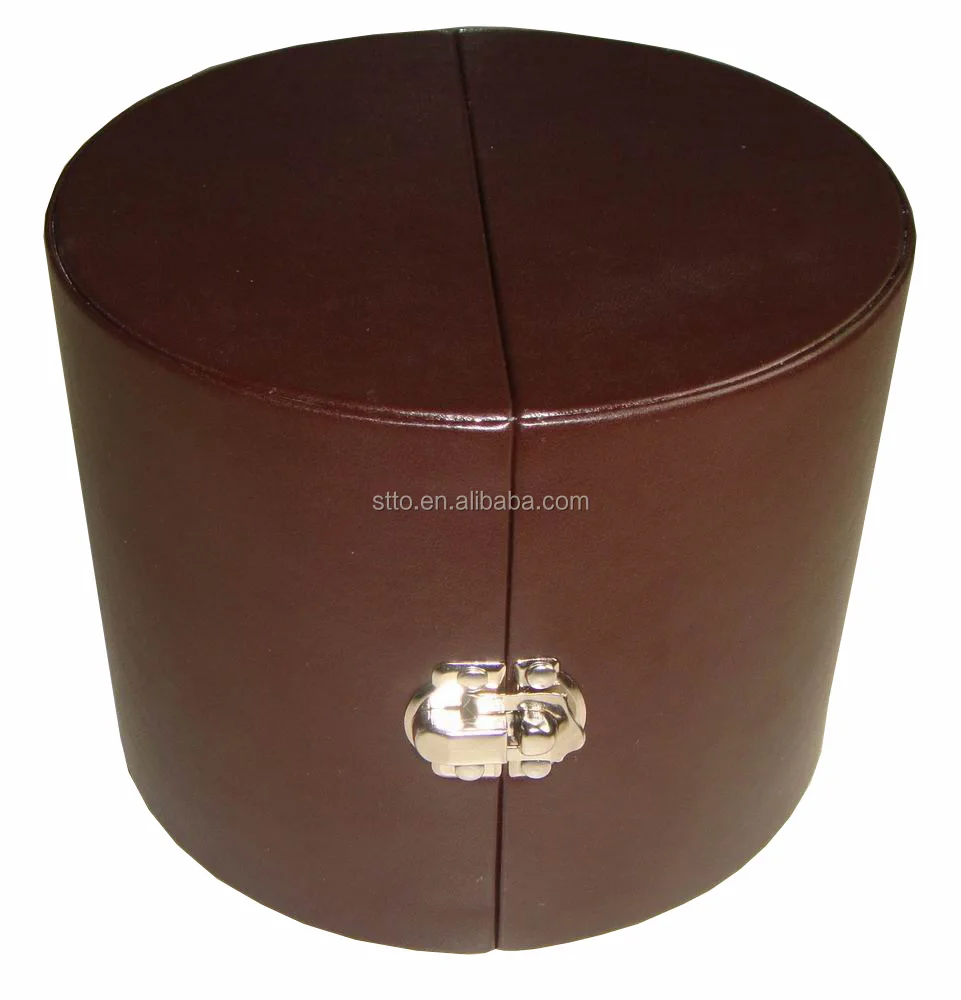 custom design pu round folding packaging gift box with 3 layers